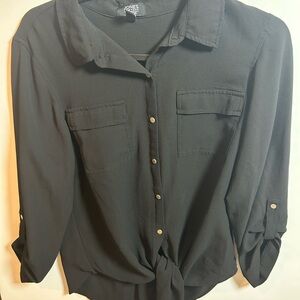 Jones New York Black Button-Down Shirt